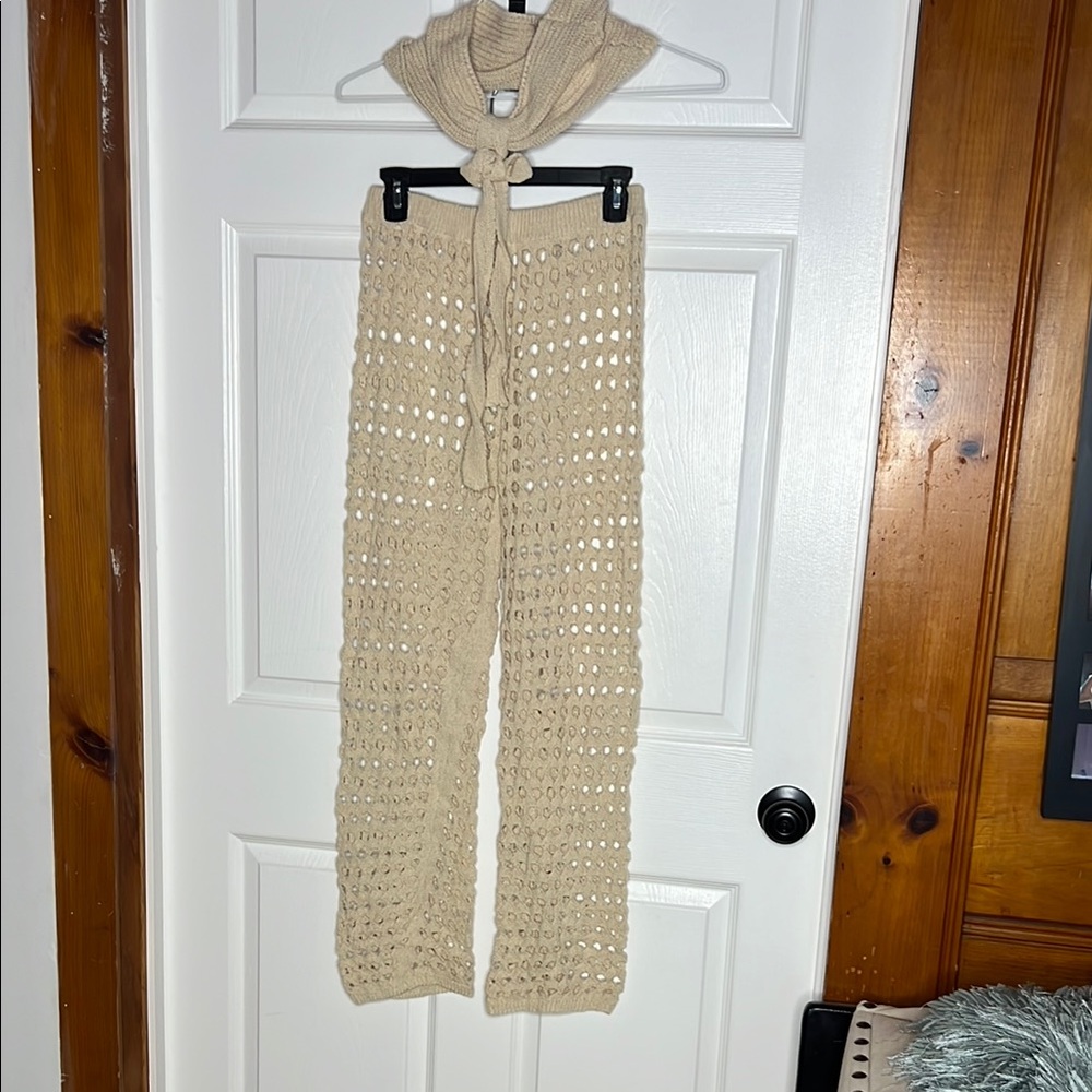 Beige Knit Women's Pants
